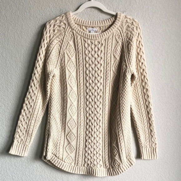 L.L. Bean Sweaters - NWT LL Bean Signature Womens Cotton Fisherman Tunic Sweater Cream Cable Knit